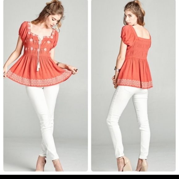 Boho Babydoll Blouse ODDY - Picture 6 of 9